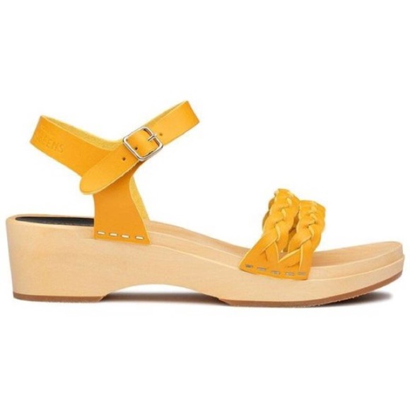 Swedish Hasbeens Women's Yellow Tanja Leather Clog Sandal - Picture 2 of 6